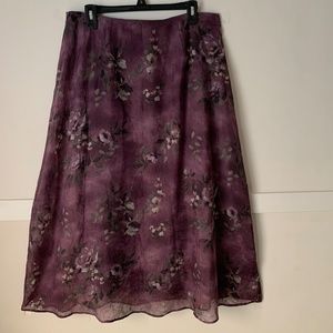 DRESS BARN ASYMMETRIC ROSE PLATTED CHIFFON ANKLE LENGHT SKIRT
